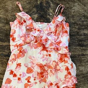 Japna Pink and Coral Floral Midi Dress